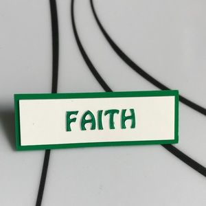 Vintage plastic name pin, “Faith”